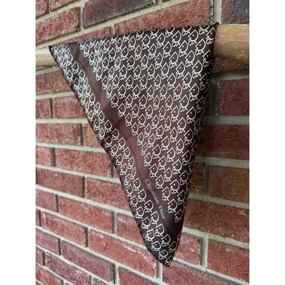 Vintage Christian Dior Silk Neck Scarf - Chocolate Brown - Picture 1 of 3